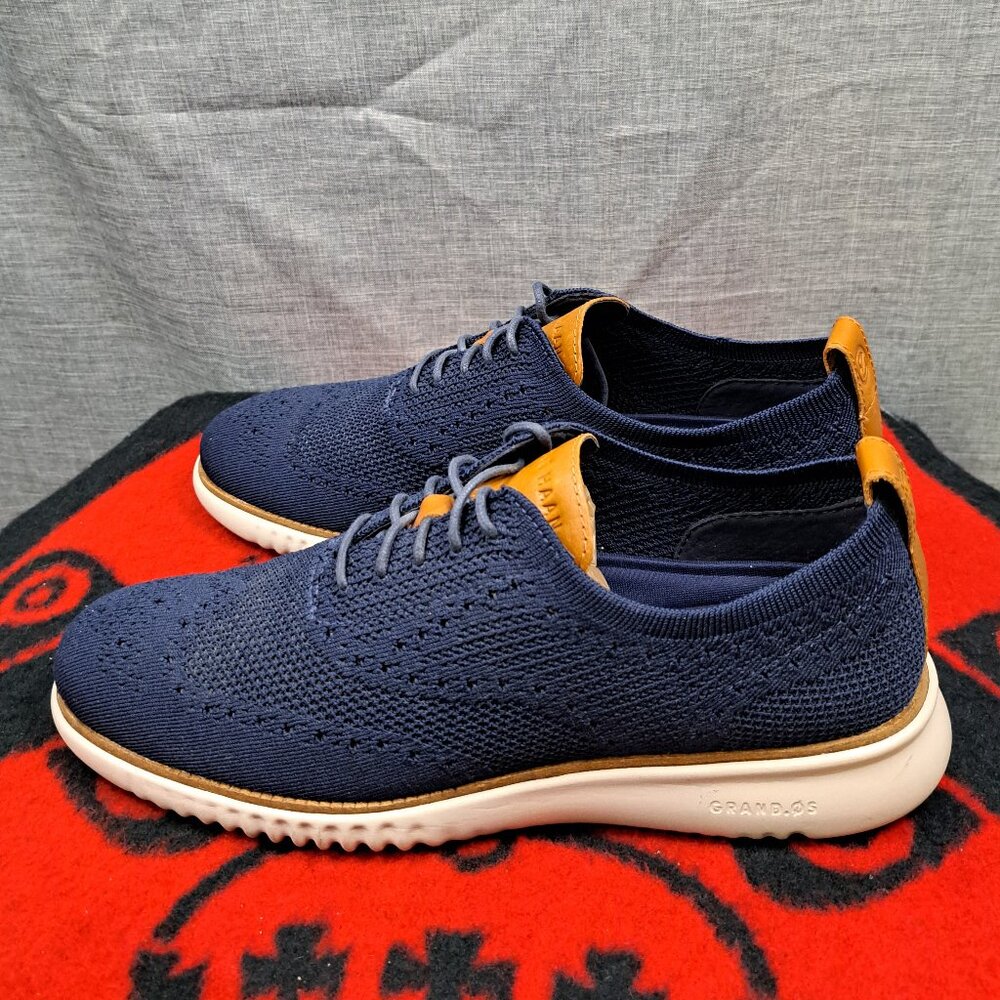 %Cole Haan Zerogrand Wingtip Oxford Blue Shoes Men's Size 10.5 M / D2